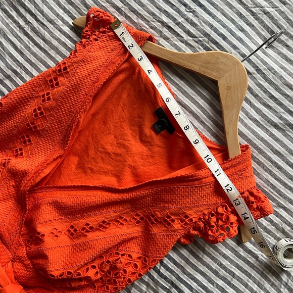 J.Crew All Over Eyelet Wrap Midi Resort Orange Dress S - Picture 6 of 9